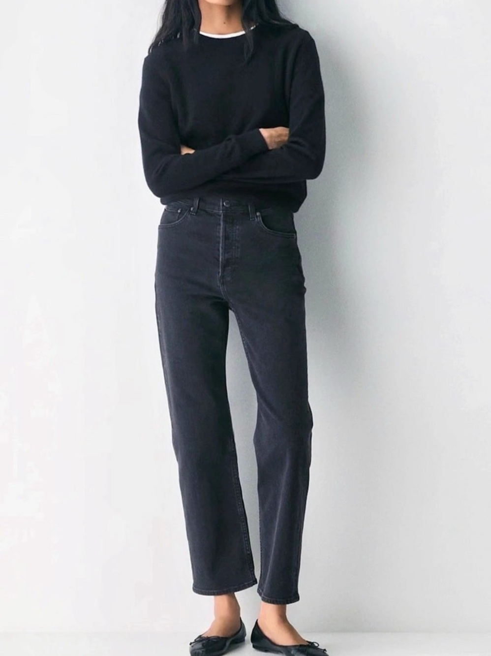 Denim Forum Arlo High Rise Straight High Rise Straight Jeans in Black Waist